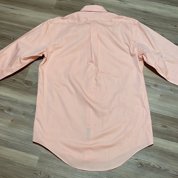 Lands’ End No Iron Supima Pinpoint Button down Dress Shirt 15 1 /2 - 34 Peach - Picture 10 of 11
